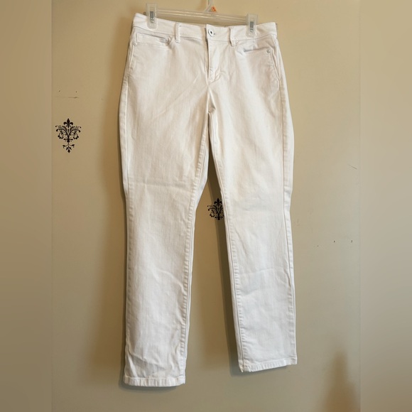 J Jill denim white jeans size 8 authentic fit slim ankle - Picture 1 of 5